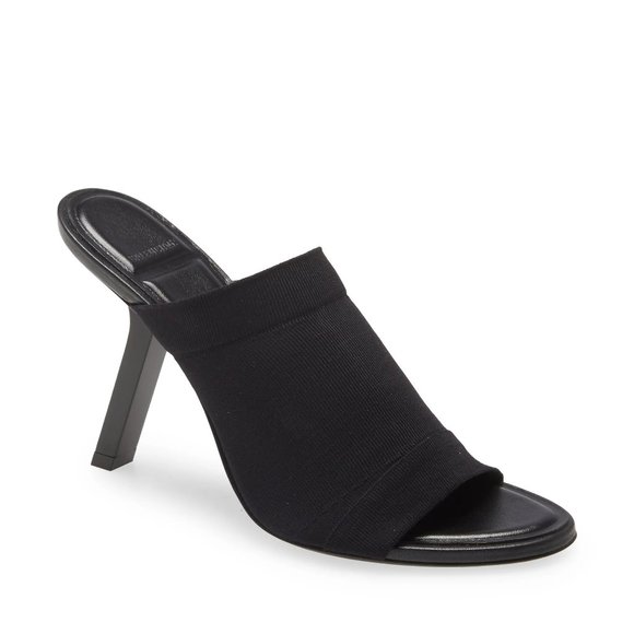 Balenciaga Shoes - Balenciaga Black Stretch Tight Sandals Heels Mules 7 37 New